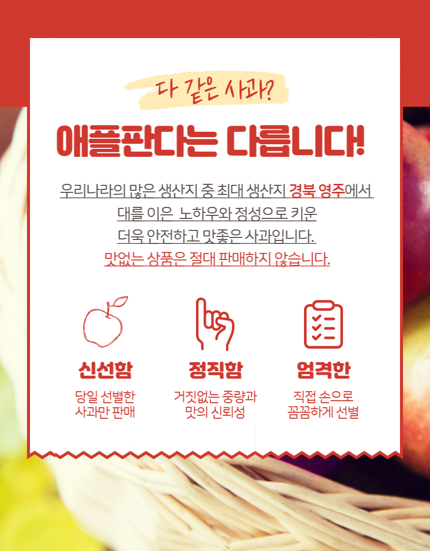 [애플판다] 새콤달콤 영주사과 중대과 5kg, 2.5kg